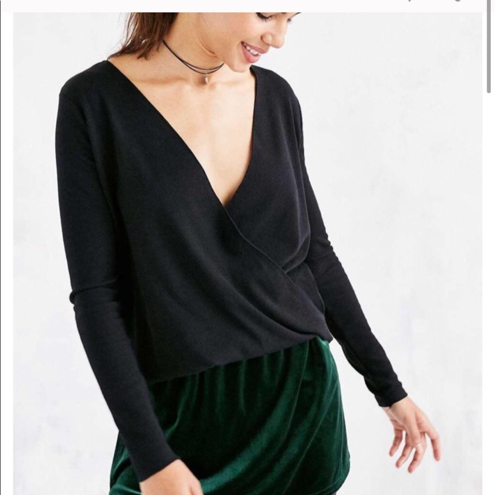 NWT Project Social T Black Wrap Sweater Size L